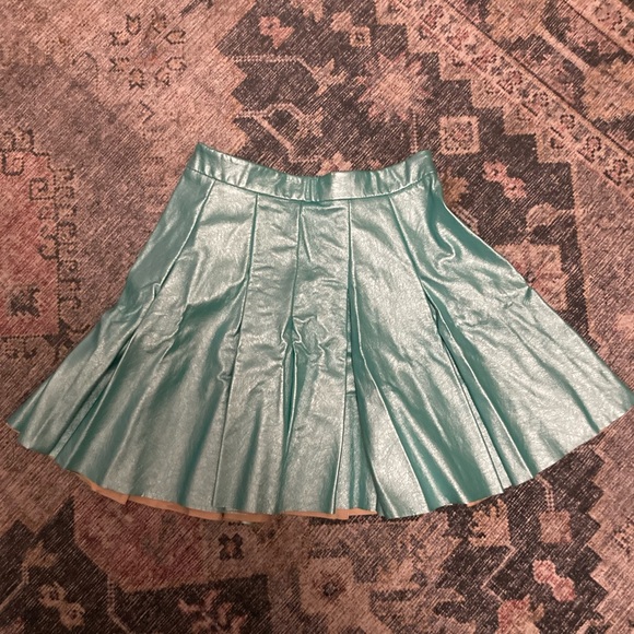 Aqua Skirts Aqua Metallic Leather Pleated Skirt Poshmark
